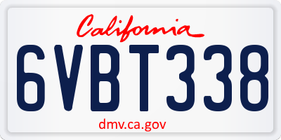 CA license plate 6VBT338