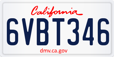 CA license plate 6VBT346