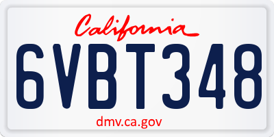 CA license plate 6VBT348