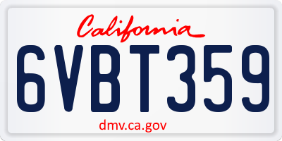 CA license plate 6VBT359