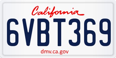 CA license plate 6VBT369