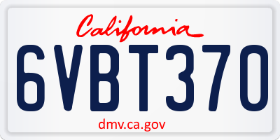 CA license plate 6VBT370