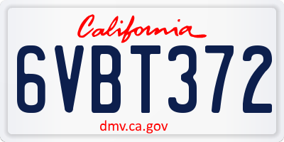 CA license plate 6VBT372