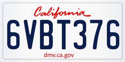 CA license plate 6VBT376