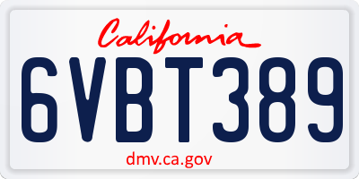 CA license plate 6VBT389