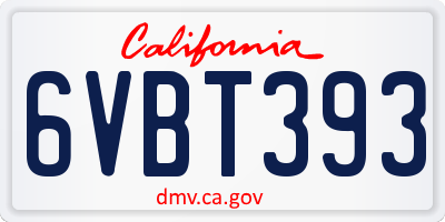 CA license plate 6VBT393