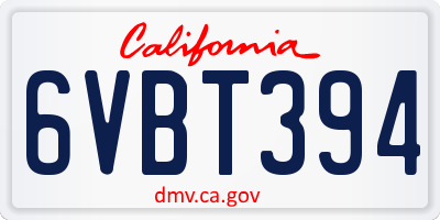 CA license plate 6VBT394