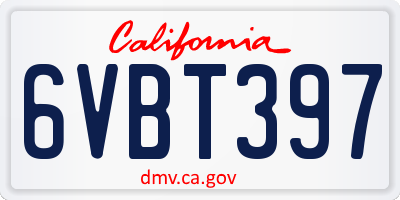 CA license plate 6VBT397