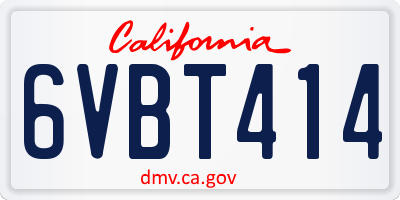 CA license plate 6VBT414
