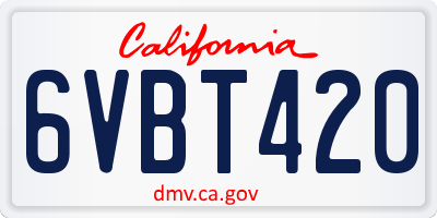 CA license plate 6VBT420