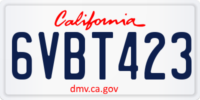 CA license plate 6VBT423