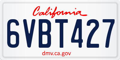CA license plate 6VBT427