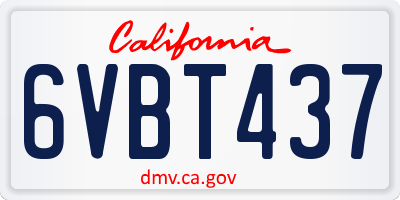 CA license plate 6VBT437