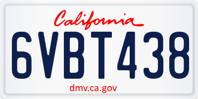 CA license plate 6VBT438