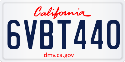 CA license plate 6VBT440