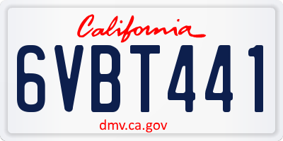 CA license plate 6VBT441