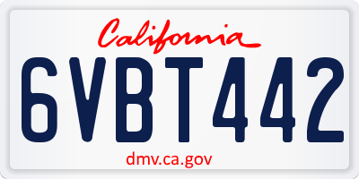 CA license plate 6VBT442