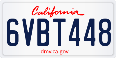 CA license plate 6VBT448