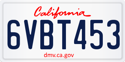 CA license plate 6VBT453