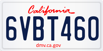 CA license plate 6VBT460
