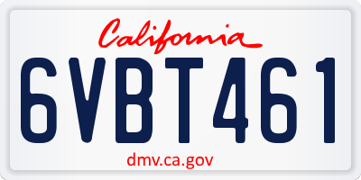 CA license plate 6VBT461
