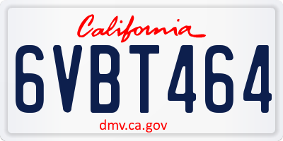 CA license plate 6VBT464