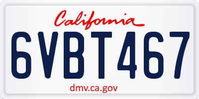 CA license plate 6VBT467