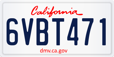 CA license plate 6VBT471