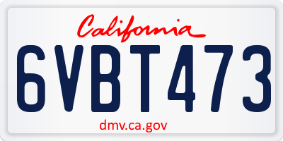 CA license plate 6VBT473