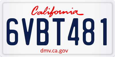 CA license plate 6VBT481
