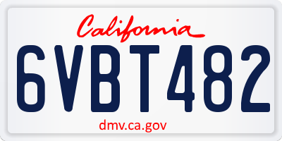 CA license plate 6VBT482