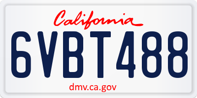 CA license plate 6VBT488