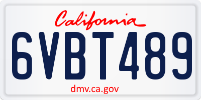 CA license plate 6VBT489
