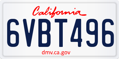CA license plate 6VBT496