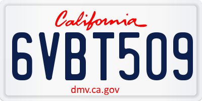 CA license plate 6VBT509