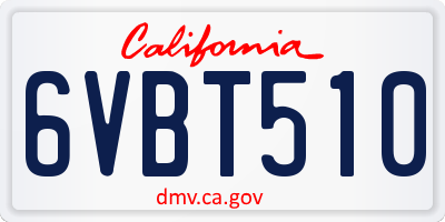 CA license plate 6VBT510