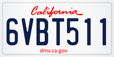 CA license plate 6VBT511