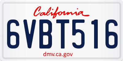 CA license plate 6VBT516