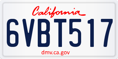 CA license plate 6VBT517