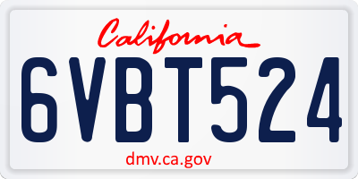 CA license plate 6VBT524