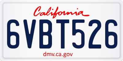 CA license plate 6VBT526