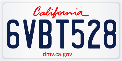 CA license plate 6VBT528