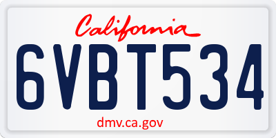 CA license plate 6VBT534