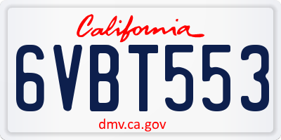 CA license plate 6VBT553