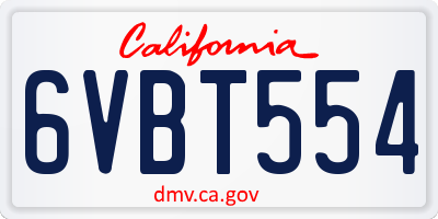 CA license plate 6VBT554