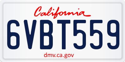 CA license plate 6VBT559