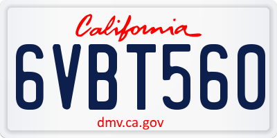CA license plate 6VBT560