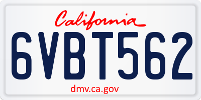 CA license plate 6VBT562