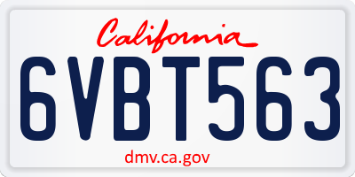 CA license plate 6VBT563
