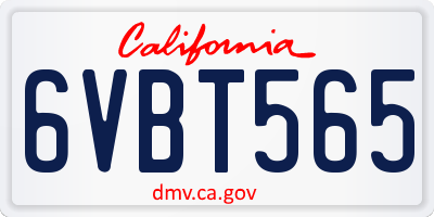 CA license plate 6VBT565